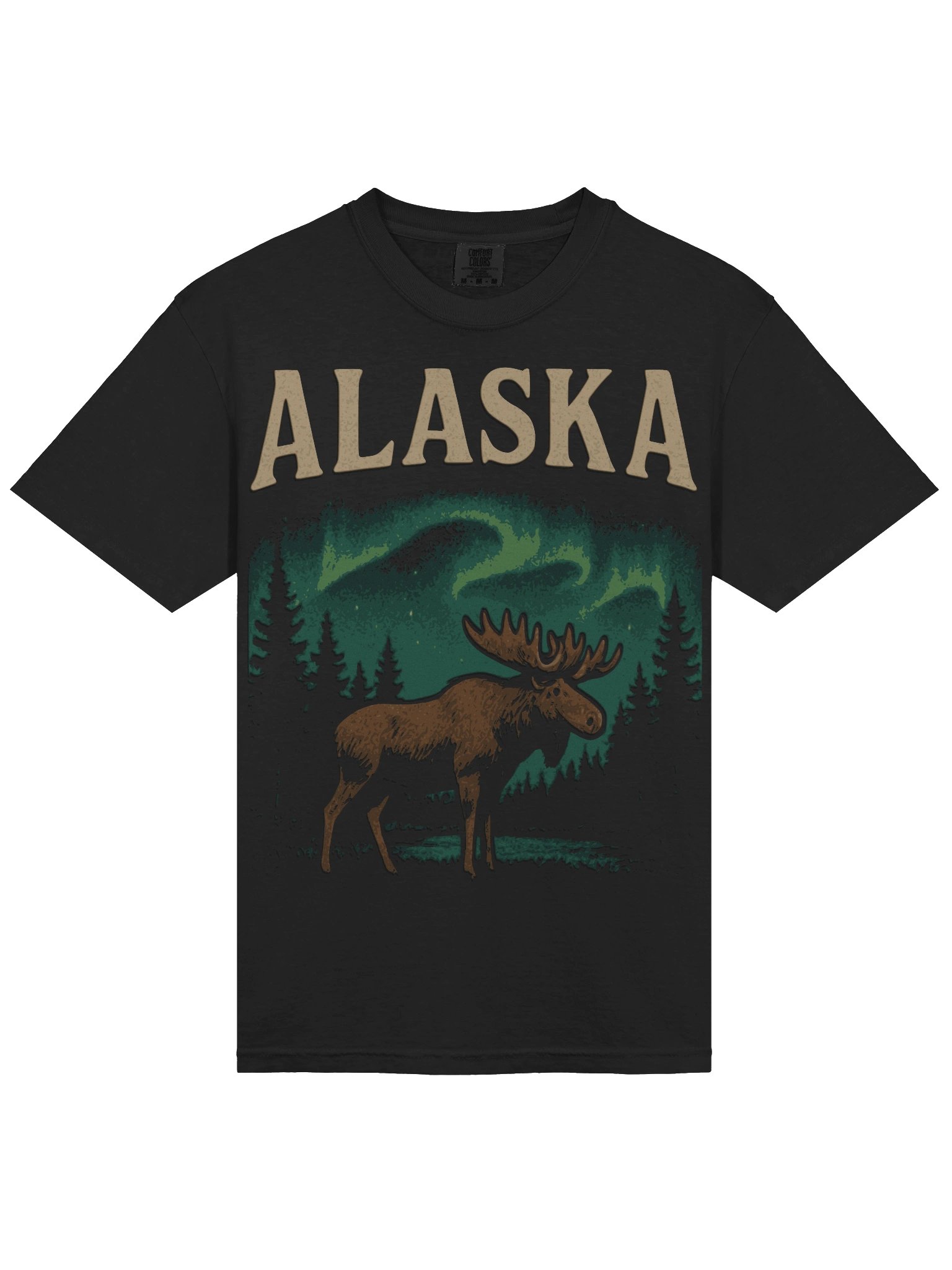 Moose Northern Lights T-Shirt | Alaska Wilderness Graphic Tee product image (3)