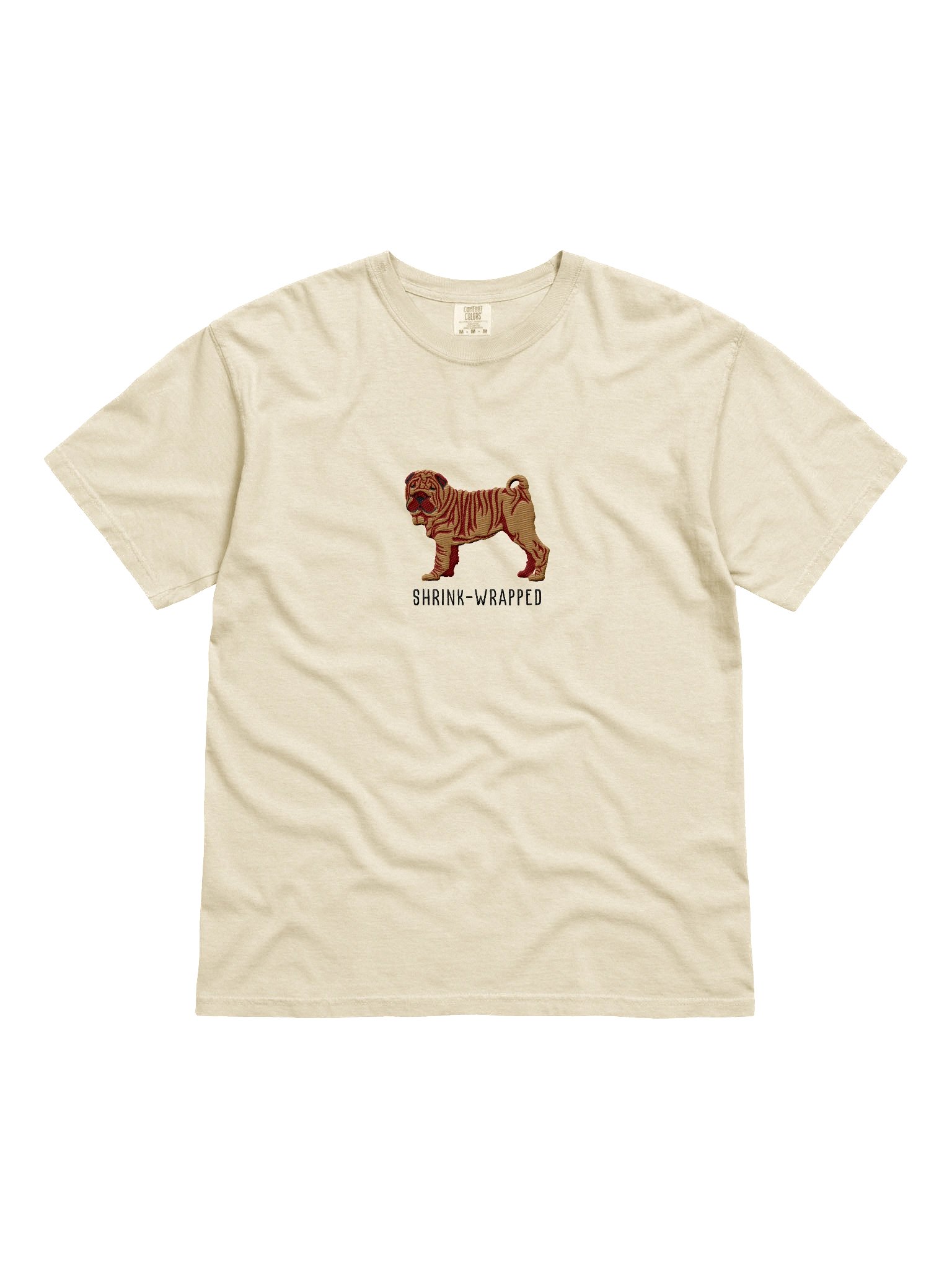 Shrink-Wrapped T-Shirt(Embroidered) of a Chinese Shar-Pei(Tan) product image (4)