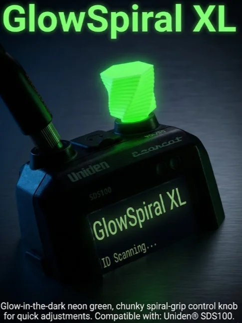 Boy and a Scanner GlowSpiral XL — Glow-in-the-Dark Neon Green Control Knob (Compatible with Uniden® SDS100) product image (1)