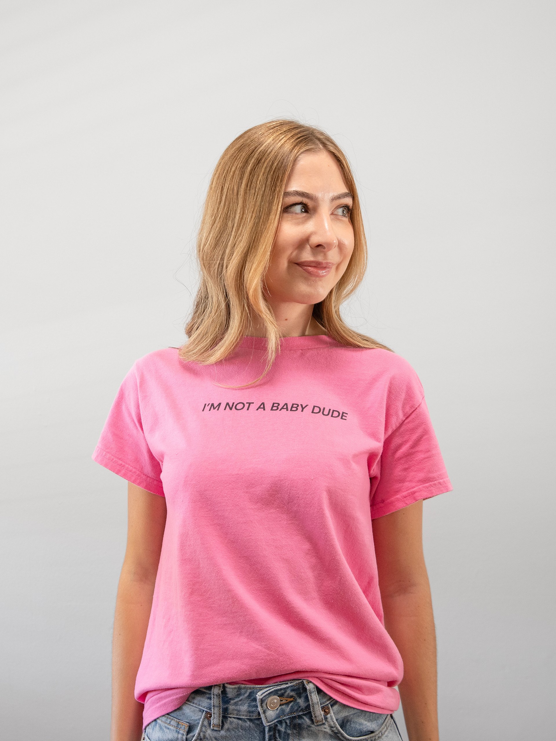 I'm Not A Baby Dude Pink T-Shirt product image (3)