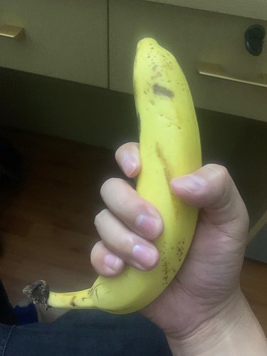 I’m eating a banana 🍌 as reward. Very yummy very tasty I like it