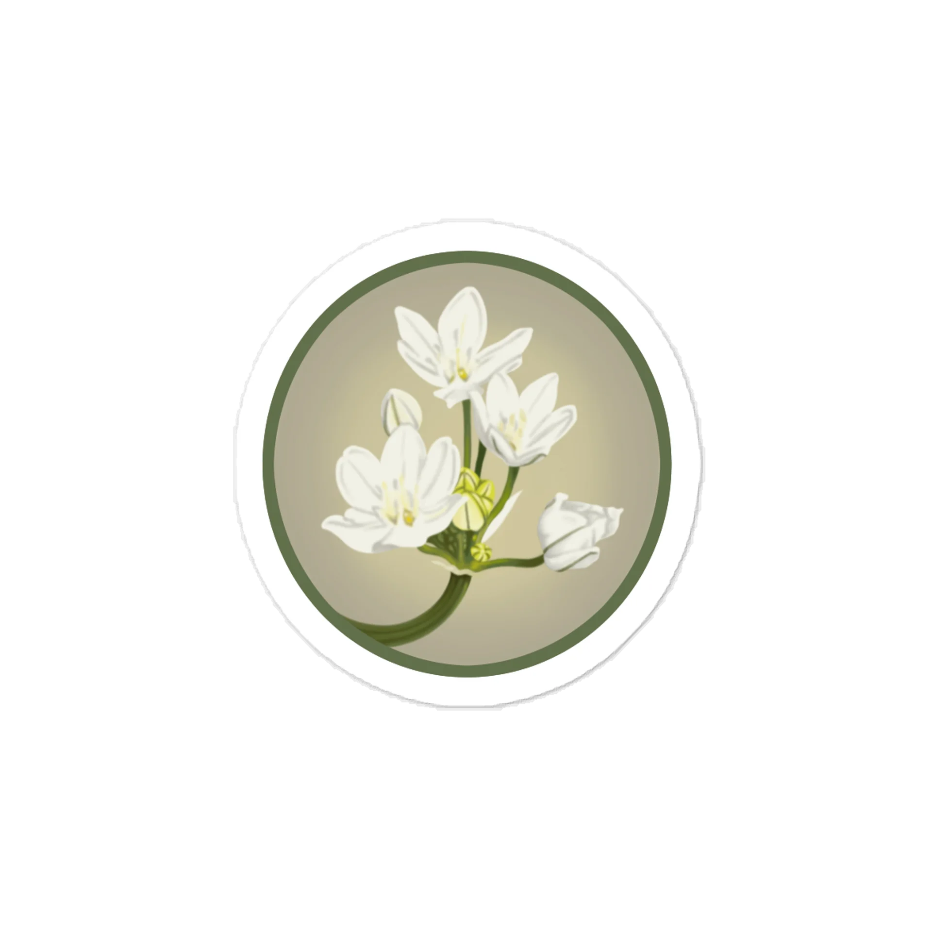 Vintage Wildflower Olive Green Vinyl Decal – Krita Airbrush Art Kiss-Cut Sticker product image (1)
