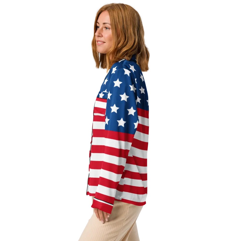 Graphic Grove Women’s American Flag Long-Sleeve Pyjama Top product image (4)