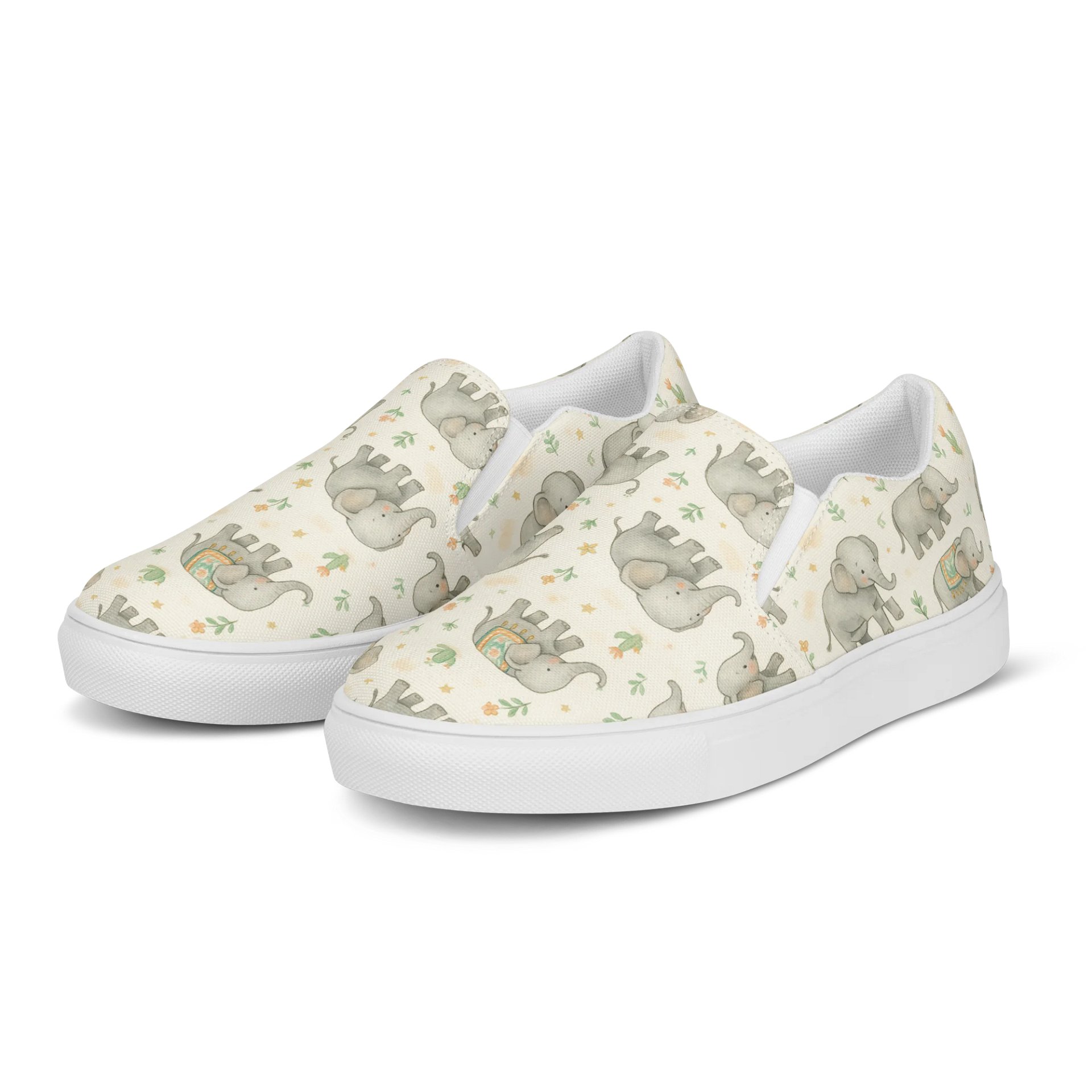 Whimsical Baby Elephant Slip-On Shoes – Cute Animal Pattern for All Ages product image (4)