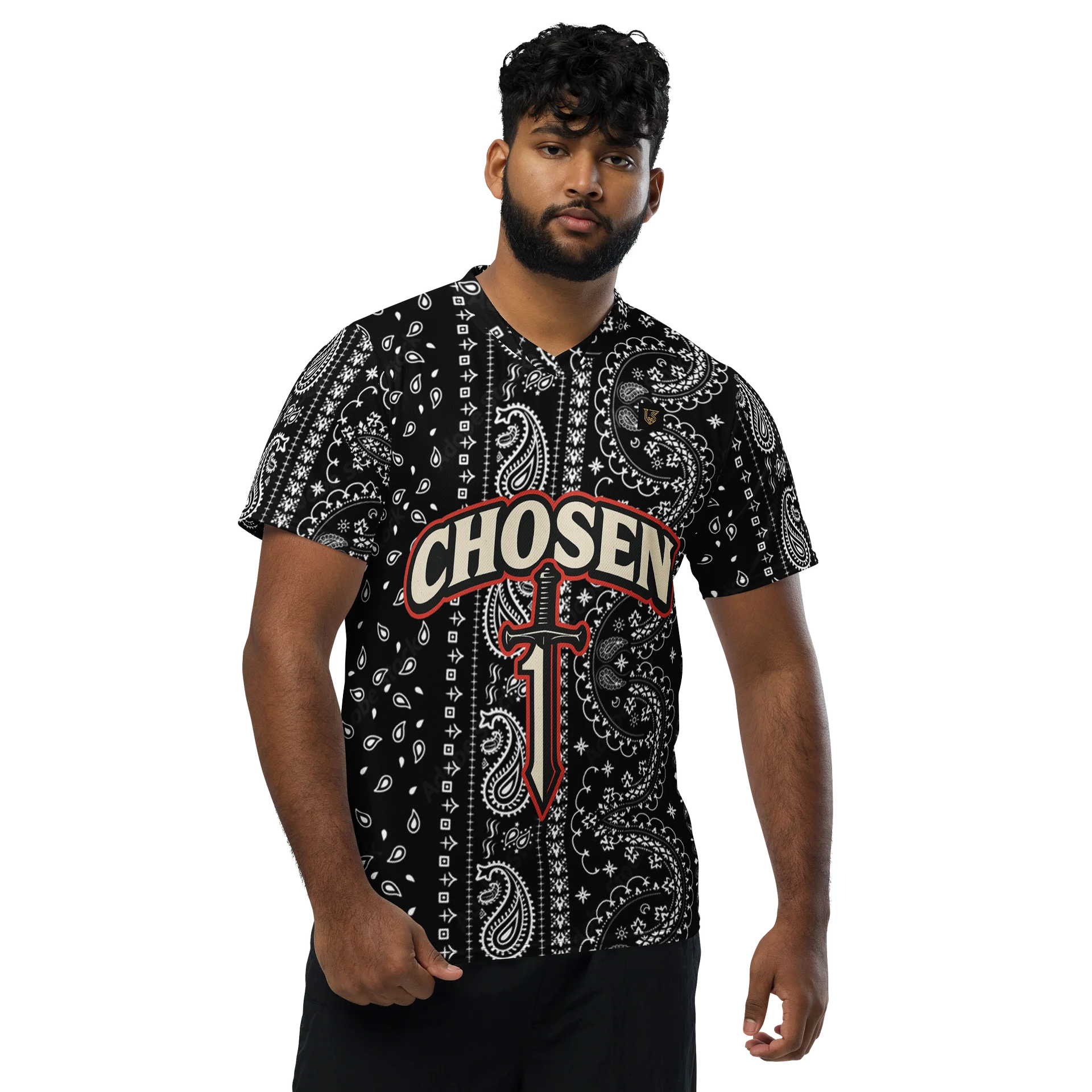 Lafate Store Designer Full Print Shirt Black Vertical Paisley -Chosen 1 product image (1)