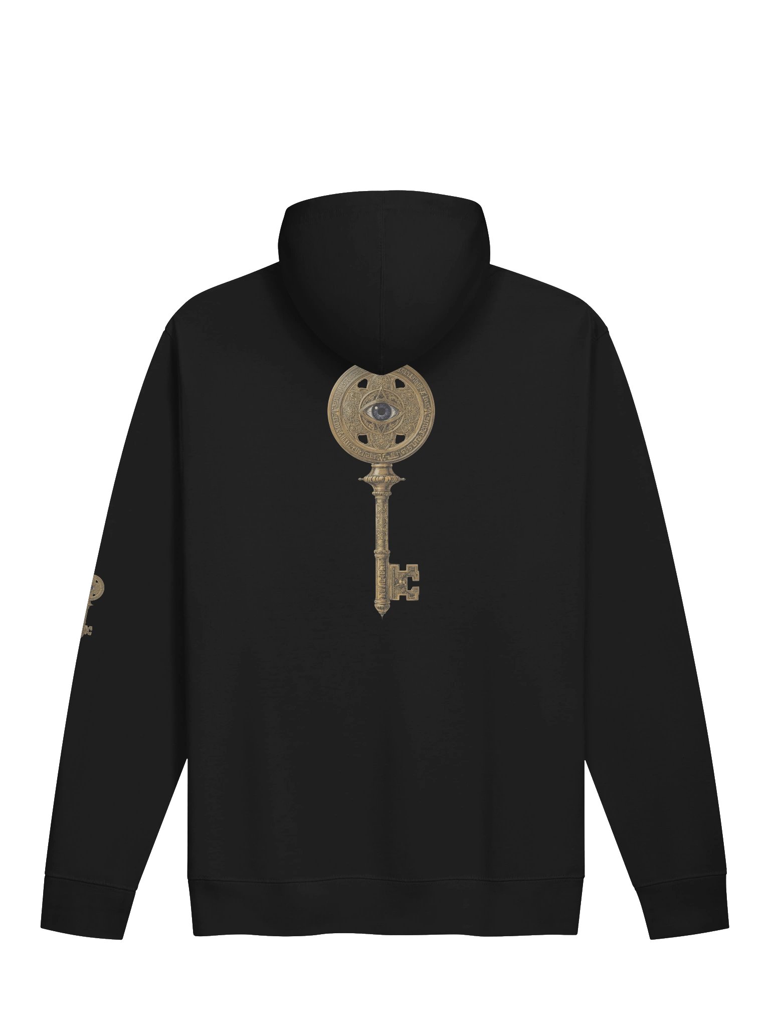 The Gatekeeper’s Key – Black Reverse Motion Edition (Back + Left Sleeve Print) | Unisex Midweight Hoodie product image (2)