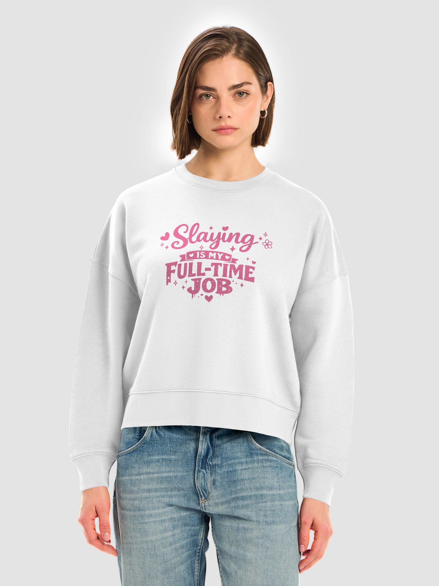 "Slaying Is My Full-Time Job" Girls Graphic Crewneck product image (3)