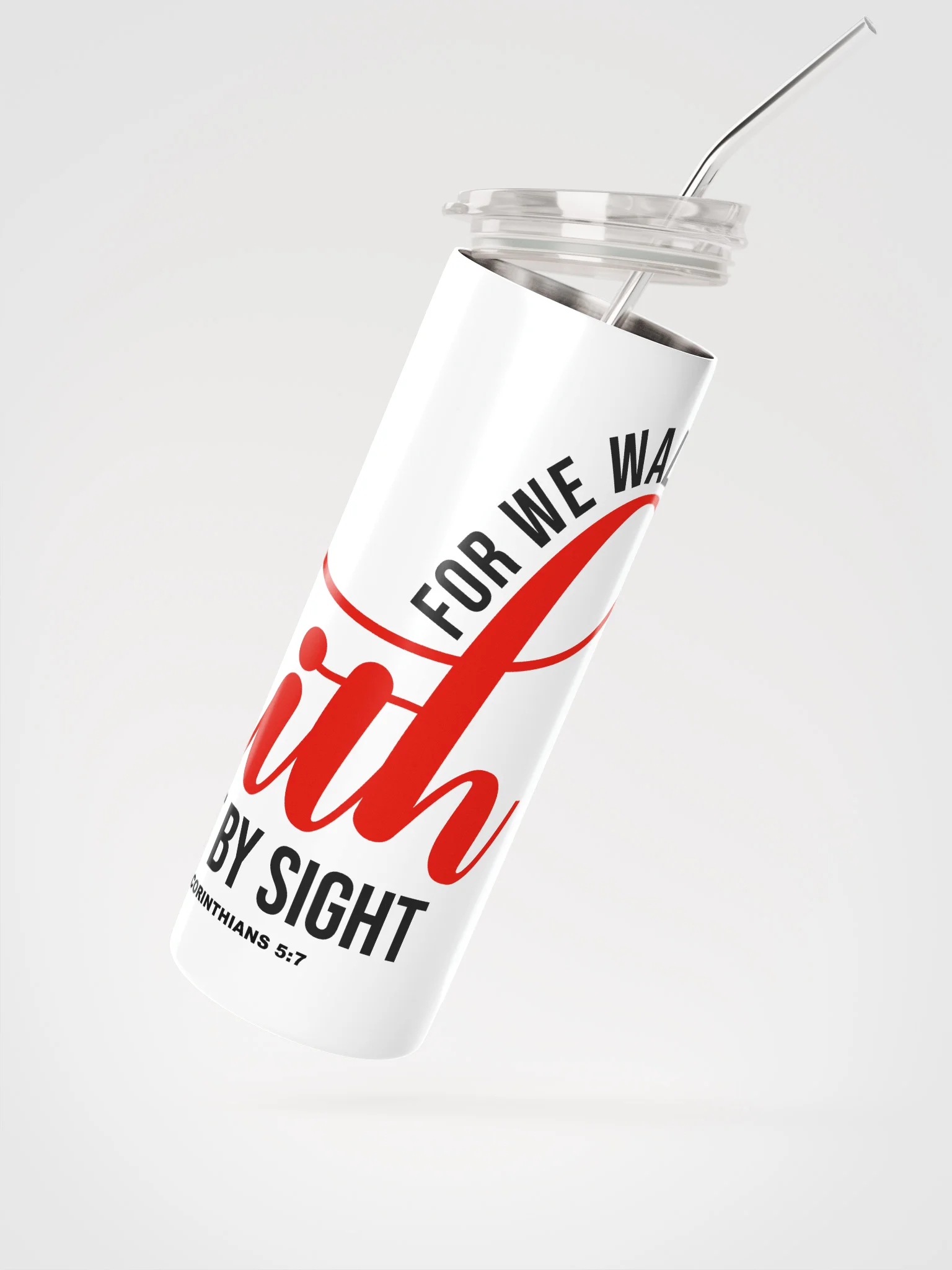Walk by Faith 20 oz Stainless Steel Tumbler – Scripture-Inscribed, Sleek & Spill-Resistant product image (3)