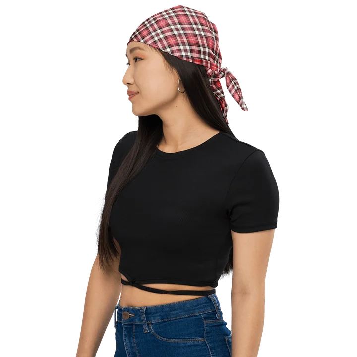 Coral Pink, Black, and White Plaid Bandana product image (1)