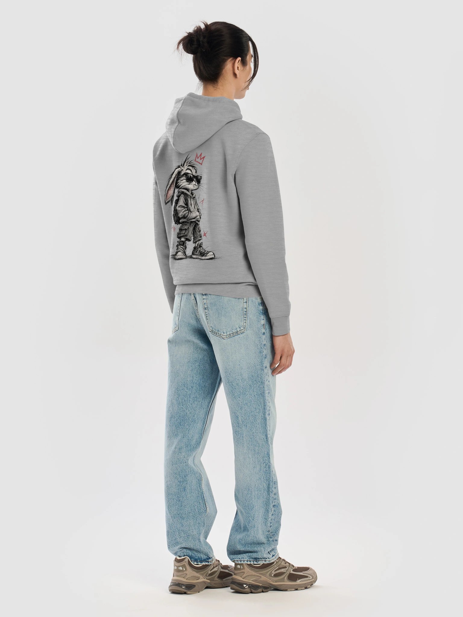 Title: Streetwear Sketch Bunny – Urban Pencil Art Graphic Hoodie product image (10)