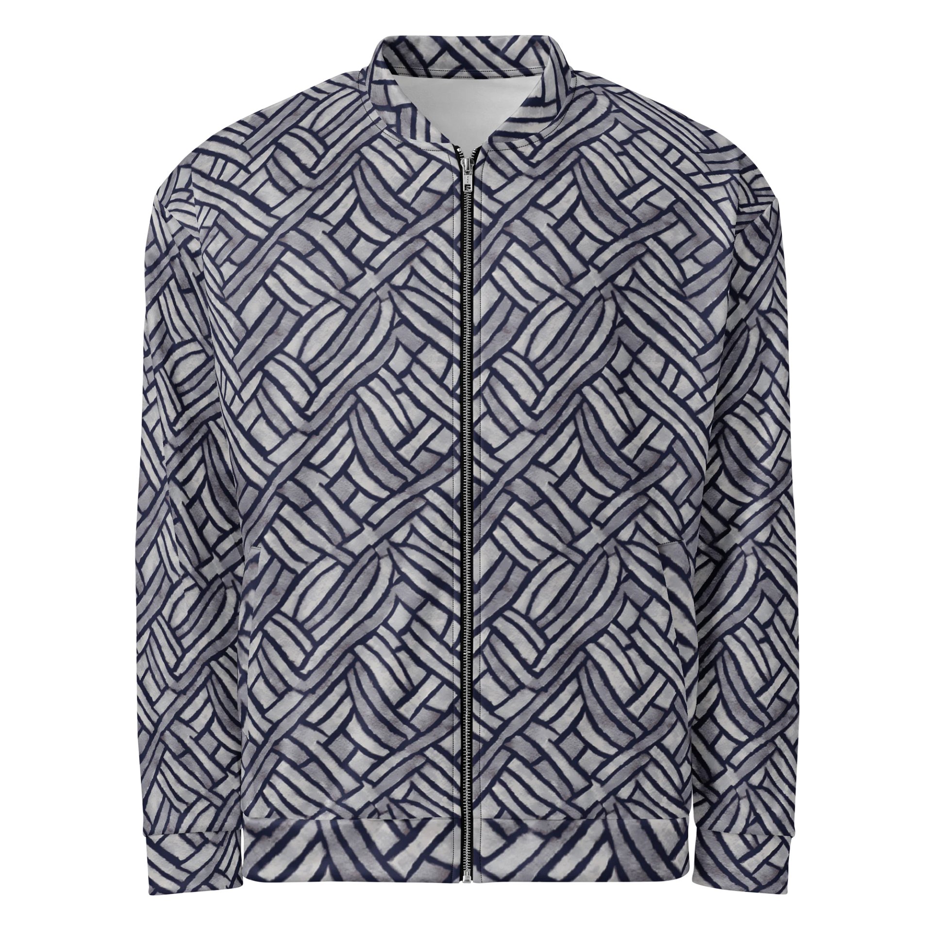 Grey Rectangles Bomber Jacket product image (1)