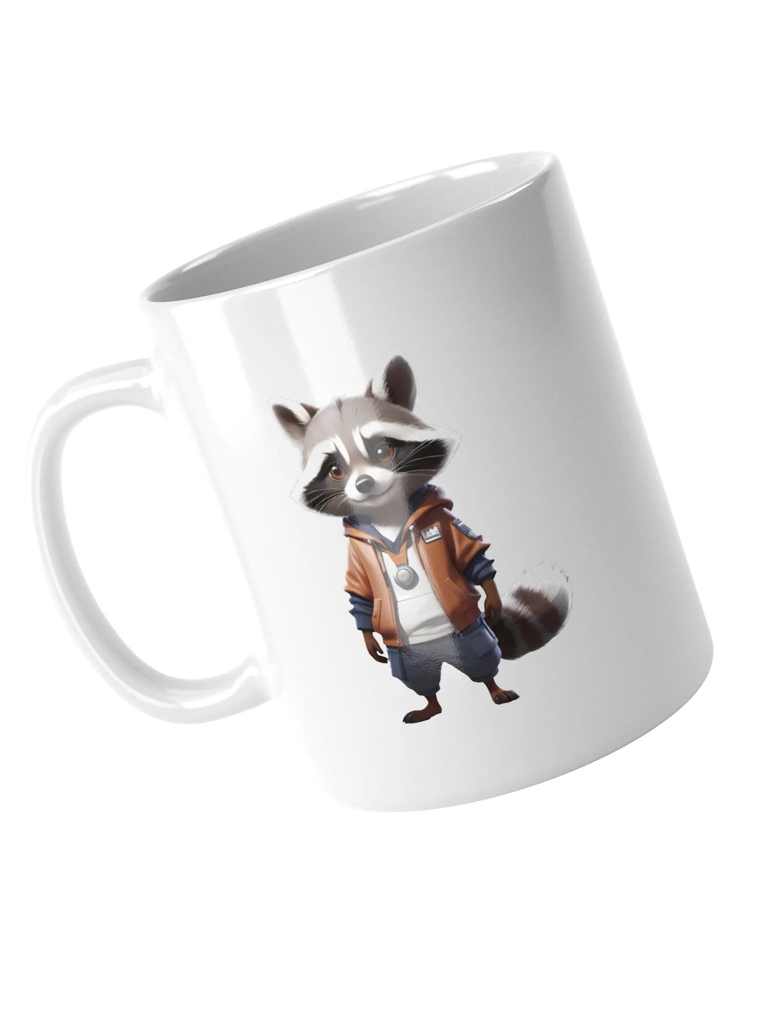 Cute Cartoon Raccoon White Mug product image (4)