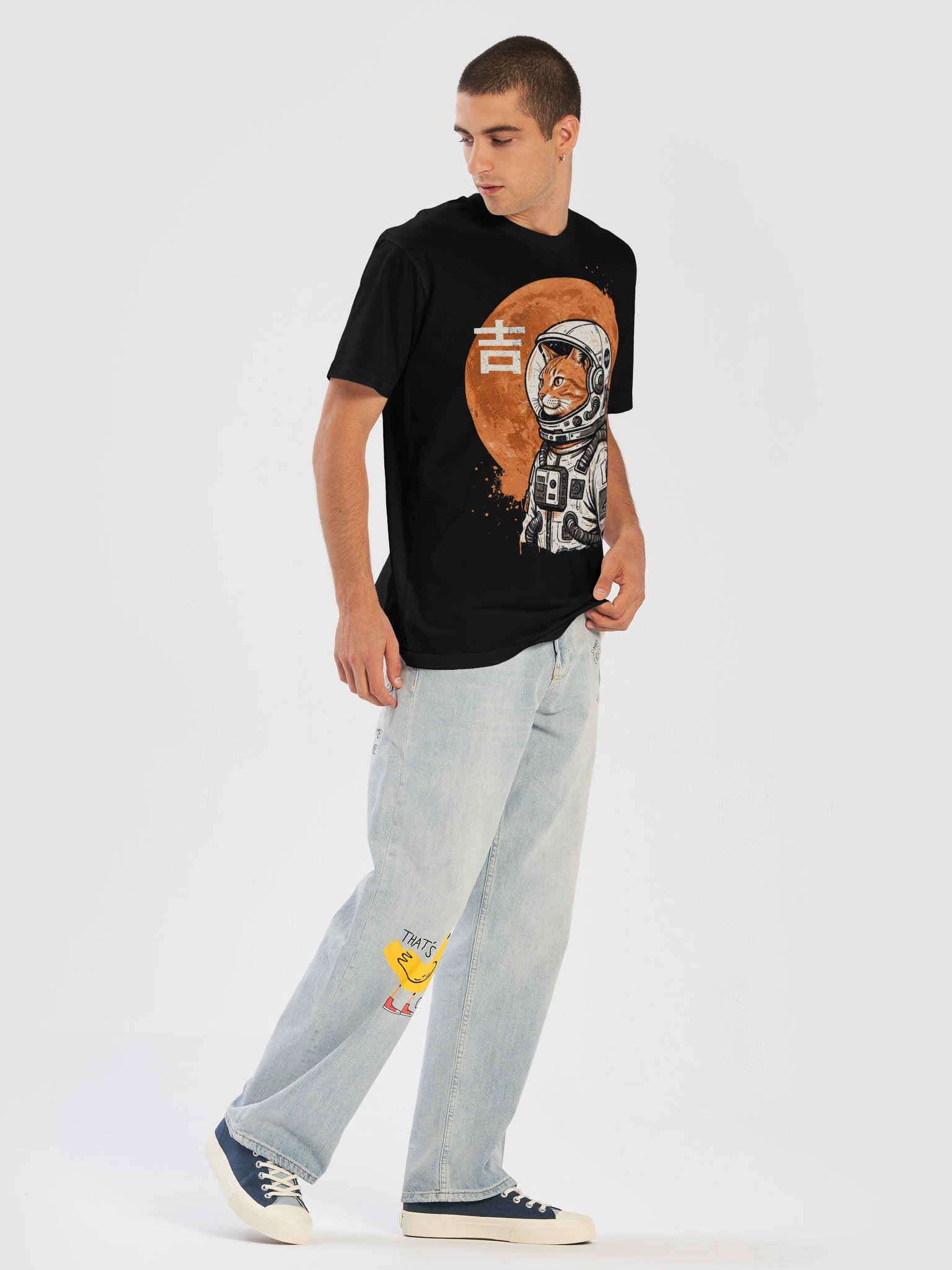 Vintage Space Cat Astronaut Graphic T-Shirt product image (8)