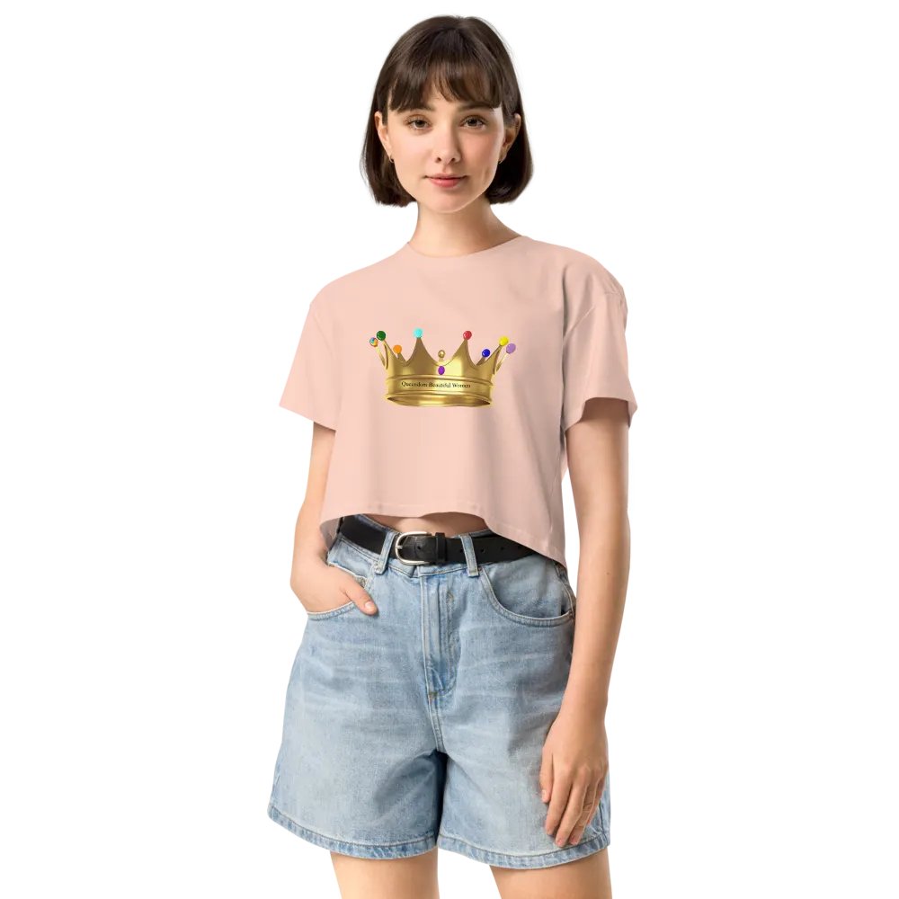 Queendom Beautiful Women Gemstone Crown Crop Tee/ Light Pink (TM) product image (3)