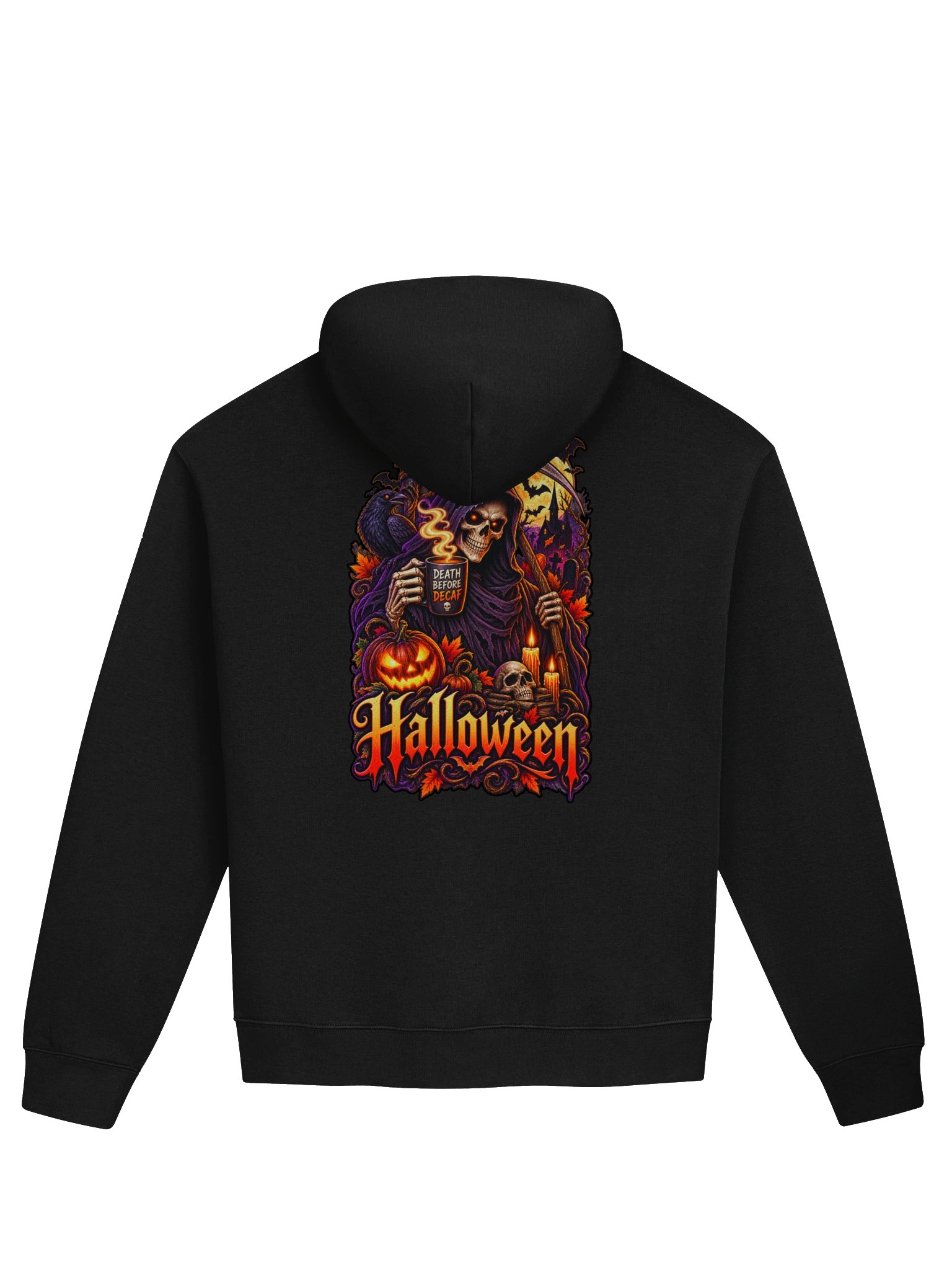 Death Before Decaf – Reaper Coffee Halloween Hoodie product image (7)
