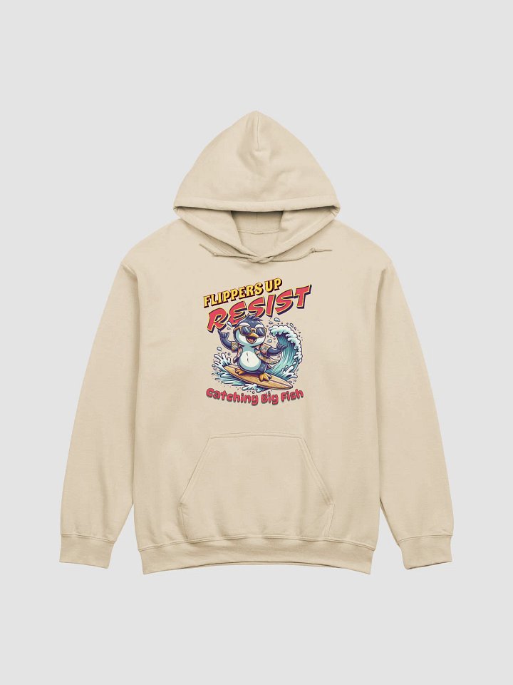 Flippers Up Resist Catching Big Fish Penguin Surfing Classic Hoodie product image (13)