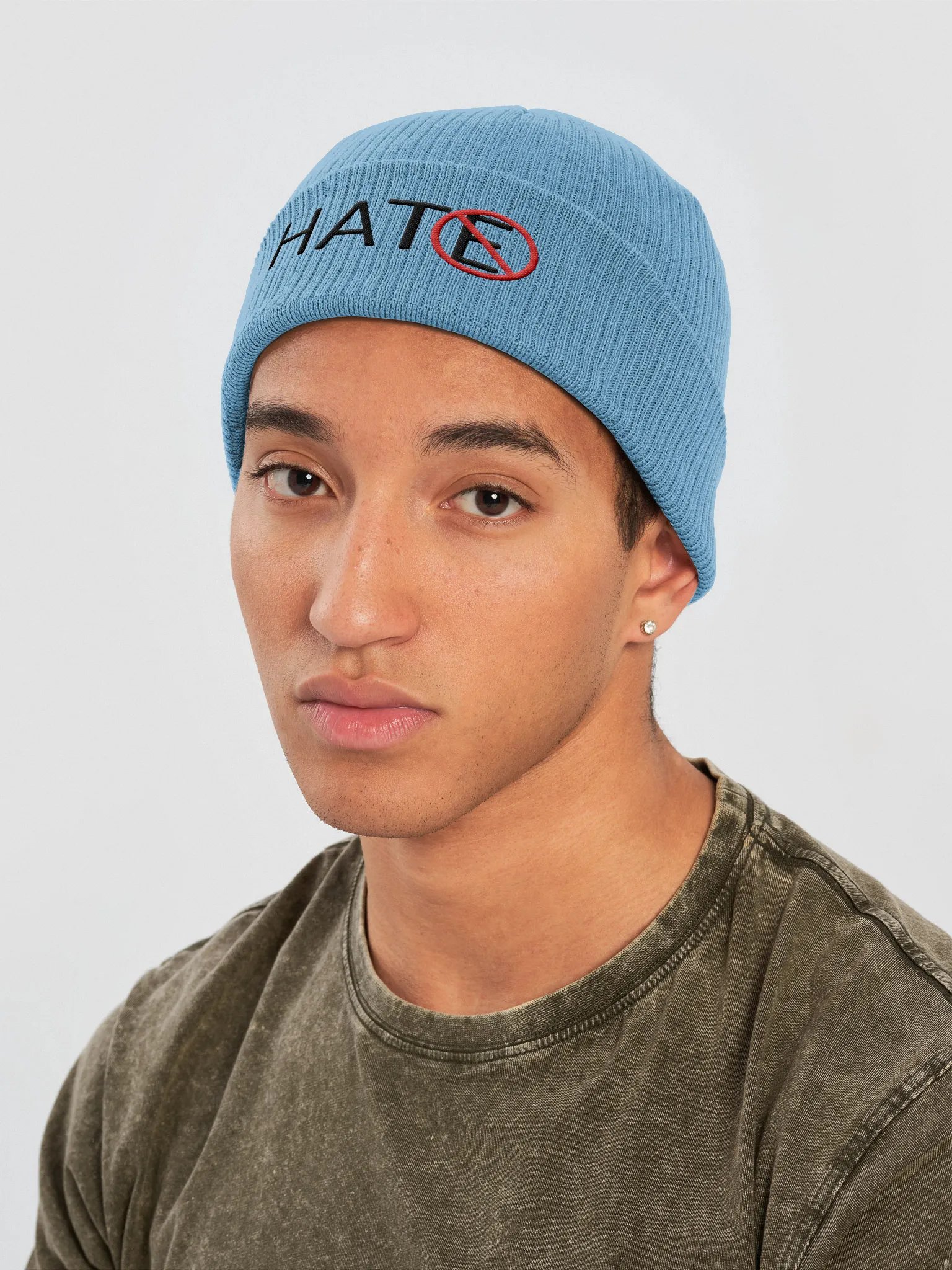 No Hate Organic Beanie - Black Lettering product image (3)