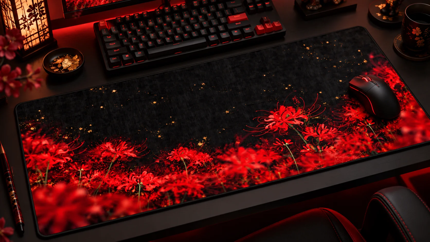 Crimson Higanbana | OniDeskt XL Desk Mat product image (2)