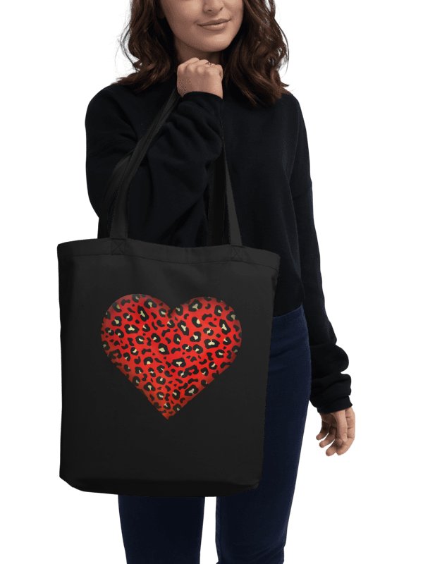 Leopard Skin Red Heart - organic black Tote Bag product image (1)