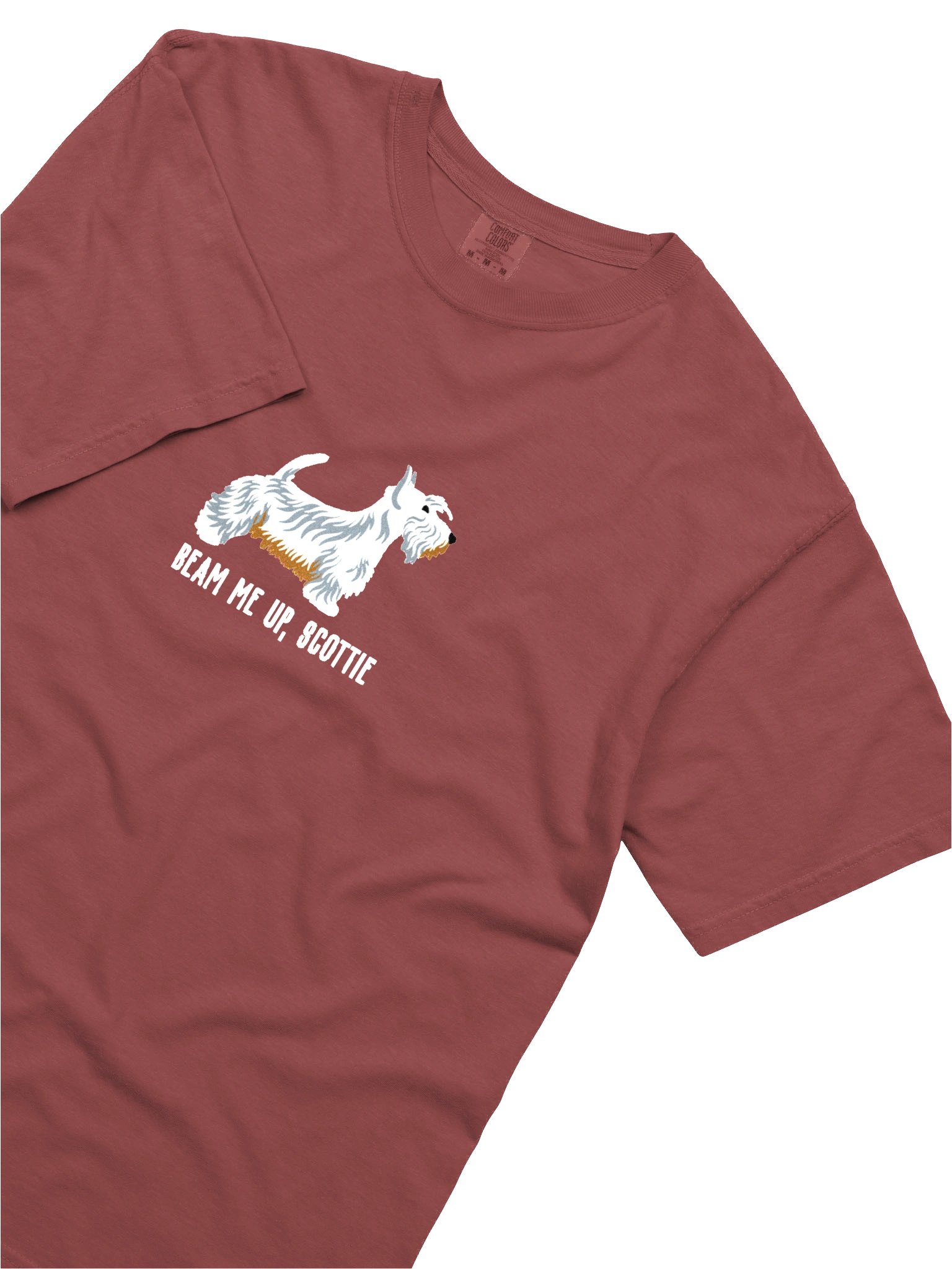 Beam Me Up, Scottie T-Shirt(Embroidered) of a Scottish Terrier(White) product image (8)