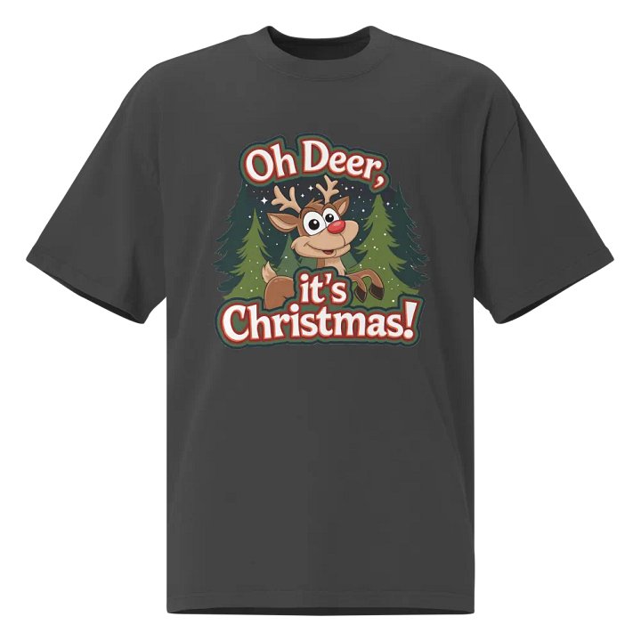 Cheerful Reindeer Christmas Oversized Tee product image (1)