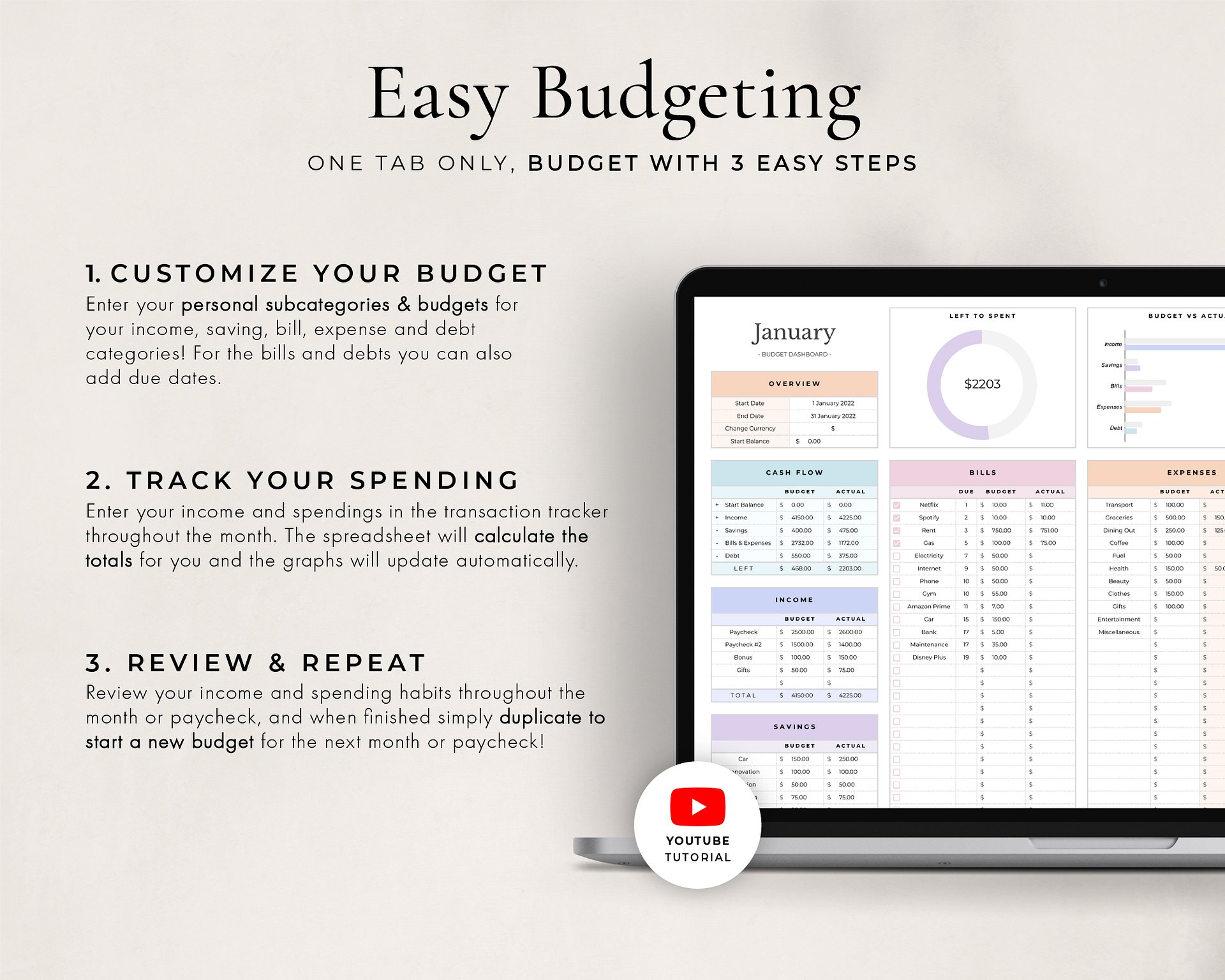 Simple Budget Planner Spreadsheet for Google Sheets product image (2)