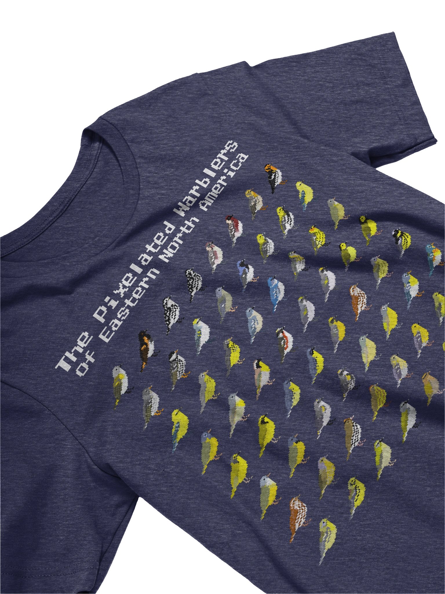 The Pixelated Warblers of Eastern North America Supersoft Tee (white text) product image (3)