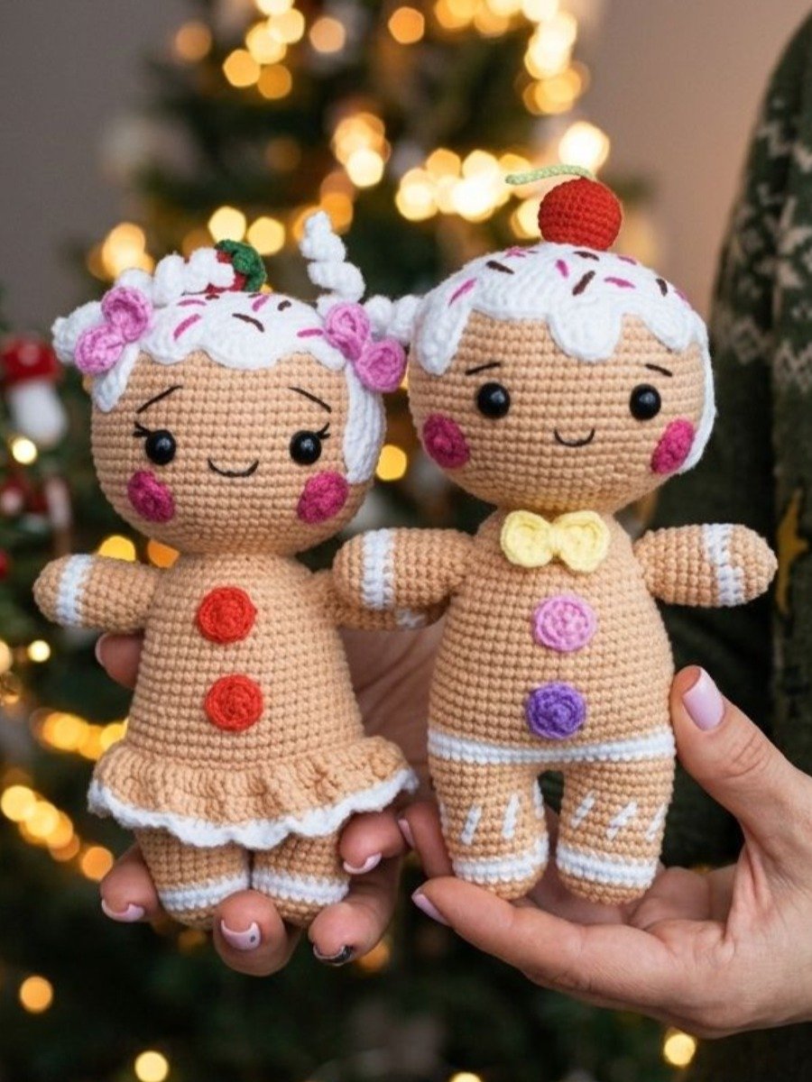 Crochet Gingerbread Couple Pattern: Amigurumi Ginger Dolls PDF Tutorial product image (1)