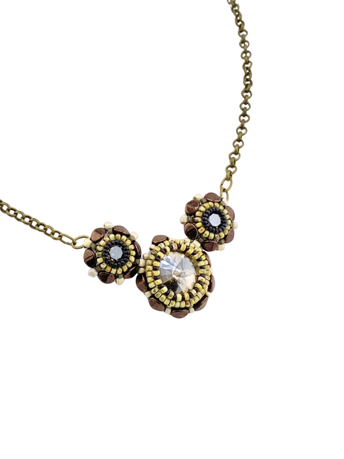 Spellbound Beaded Crystal Pendant Necklace - Bronze product image (6)