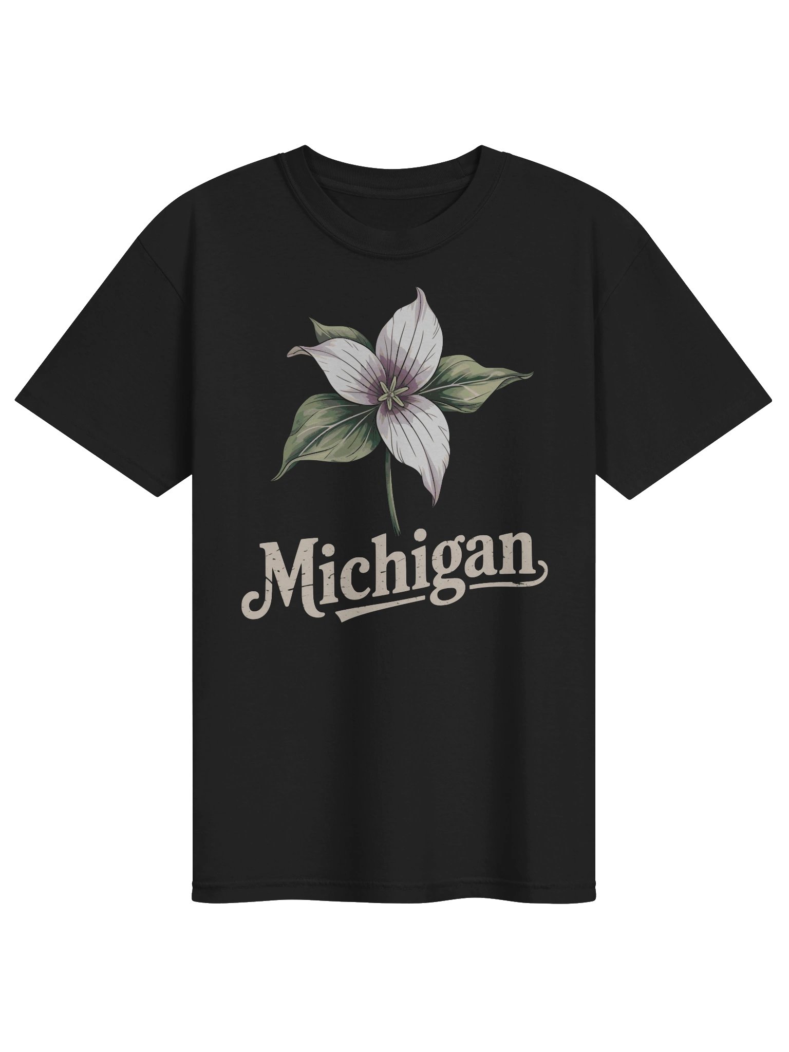 Michigan Trillium Flower T-Shirt | Vintage Great Lakes State Pride Tee product image (1)