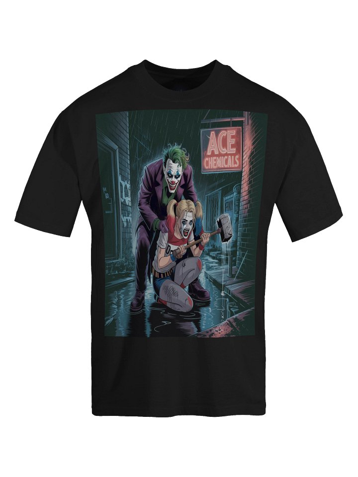 Joker & Harley Quinn 'Ace Chemicals' Rainy Night Hammer Oversized Faded T-Shirt product image (1)