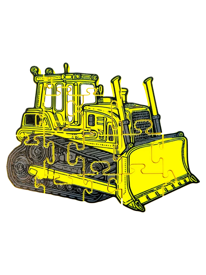 Bulldozer Jigsaw Puzzle, 3D-Printed Chunky Construction Toy for Toddlers, Montessori Play, Gift for Kids product image (1)