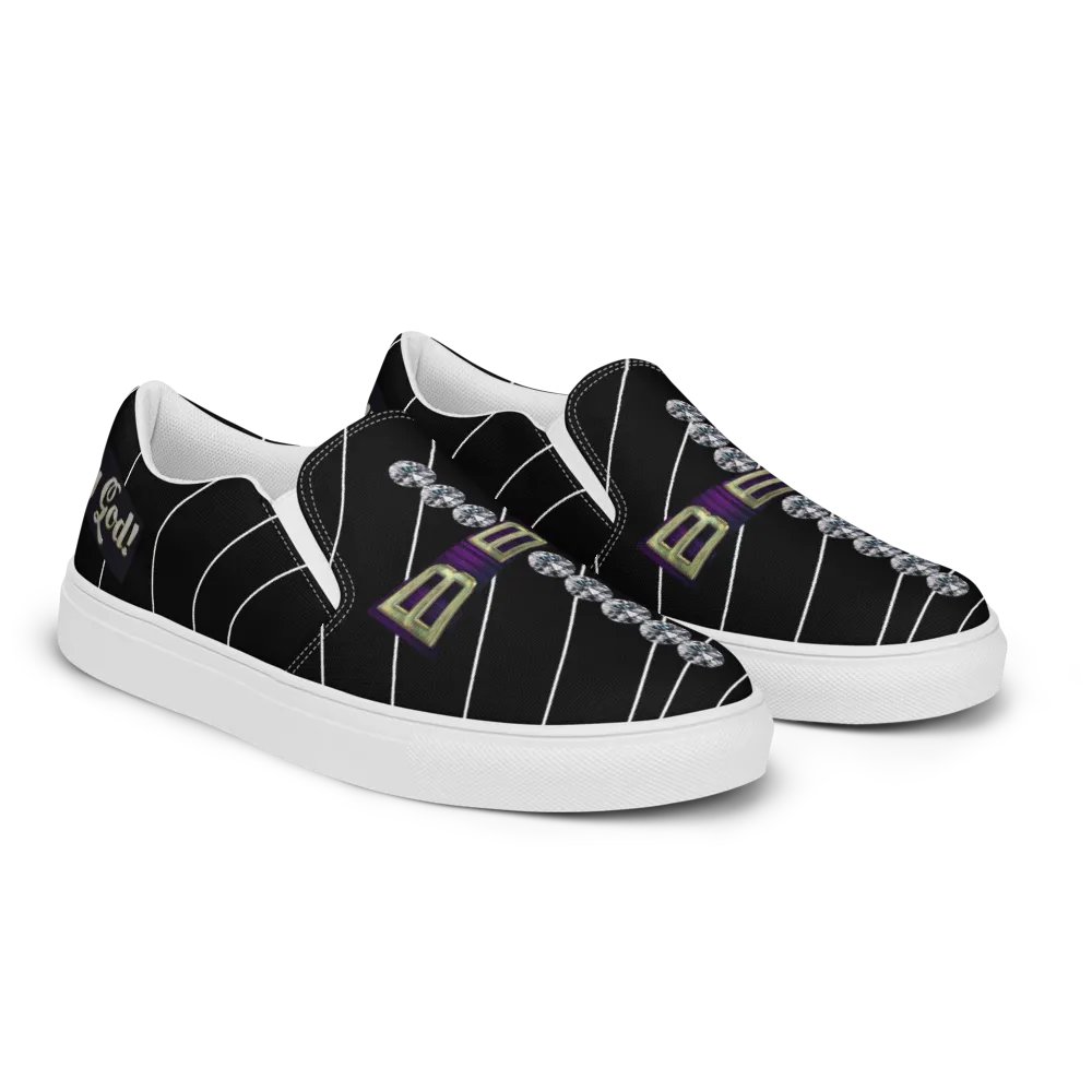 BBG Black Pinstripe Men's Diamond Cross Slip Ons product image (9)