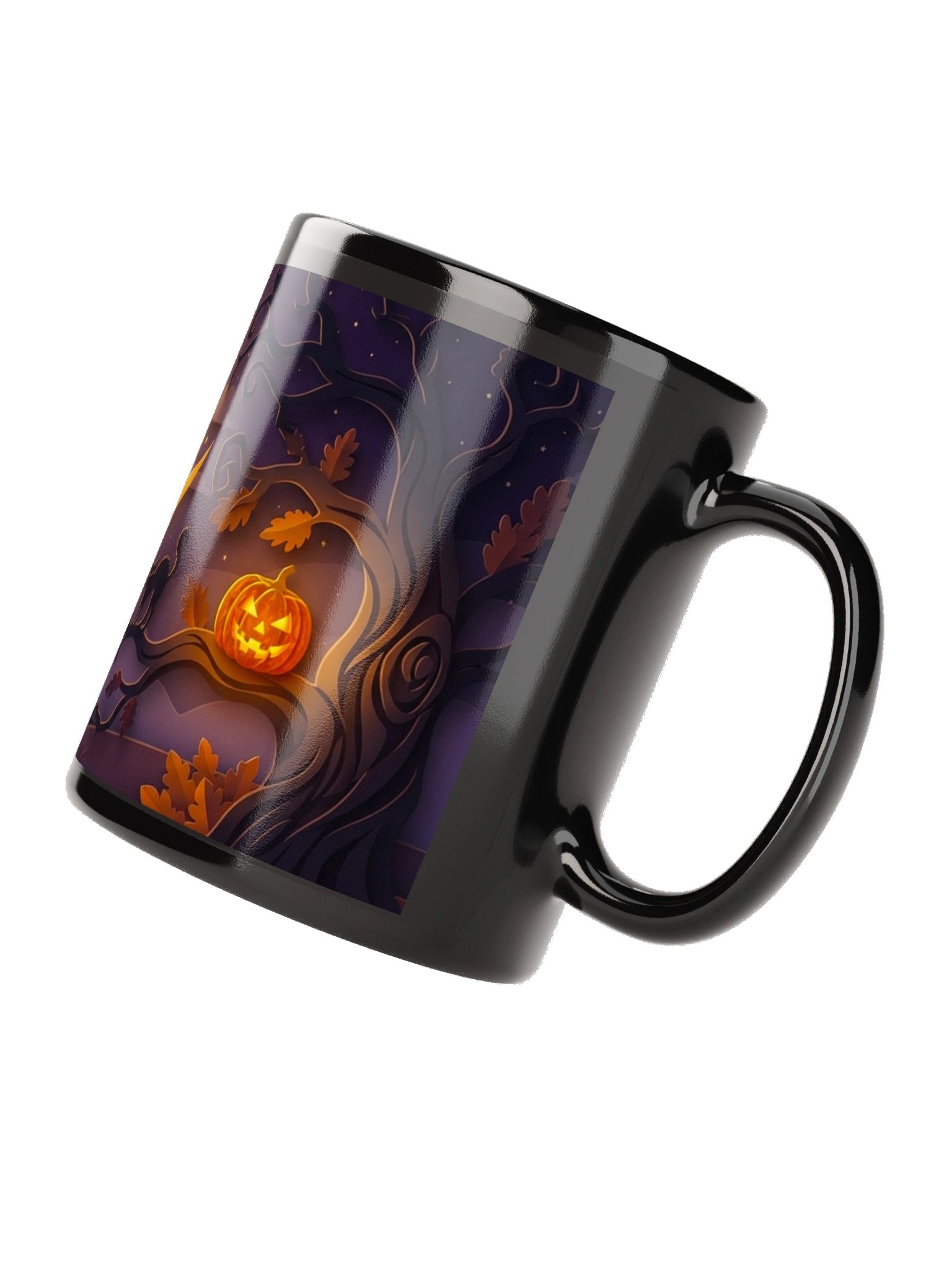 Midnight Manor 3D Paper-Cut Black Mug | Haunted House Halloween Coffee Cup product image (7)