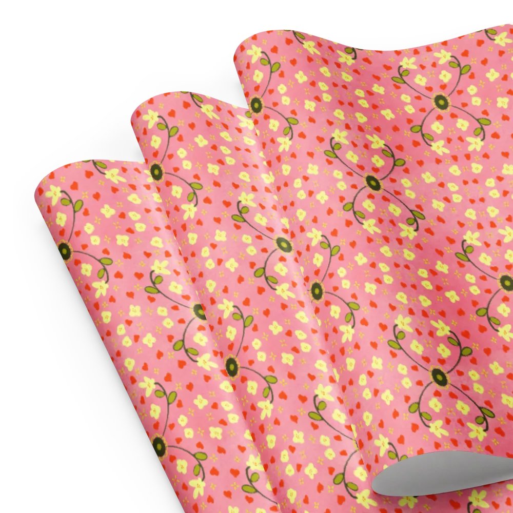Hearts and Flowers Pink Wrapping Paper product image (8)
