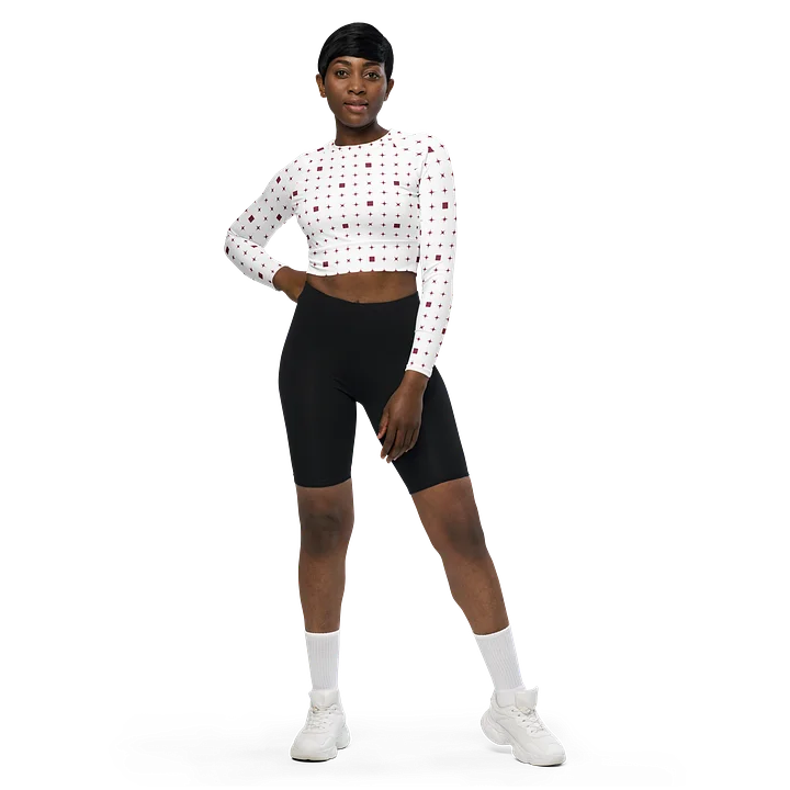 Glitch Grid Long Sleeve Crop Top product image (1)