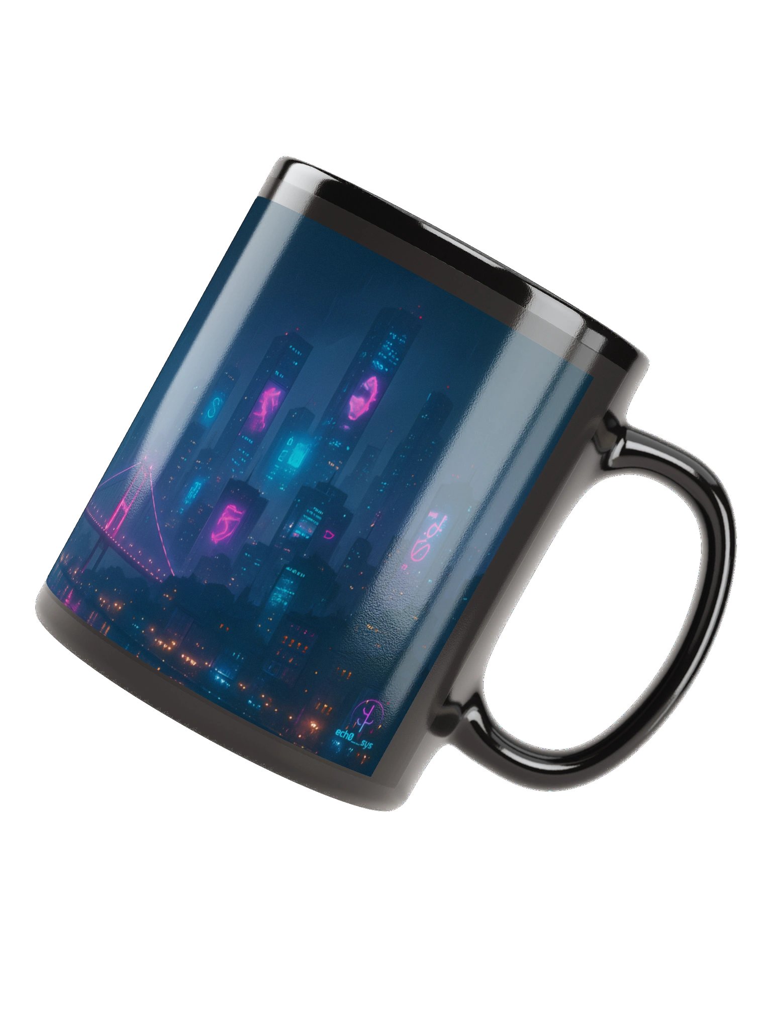 Cyberpunk Istanbul Bosphorus Mug - Glossy Black Ceramic Coffee Cup (11oz / 15oz, Dishwasher & Microwave Safe) product image (4)