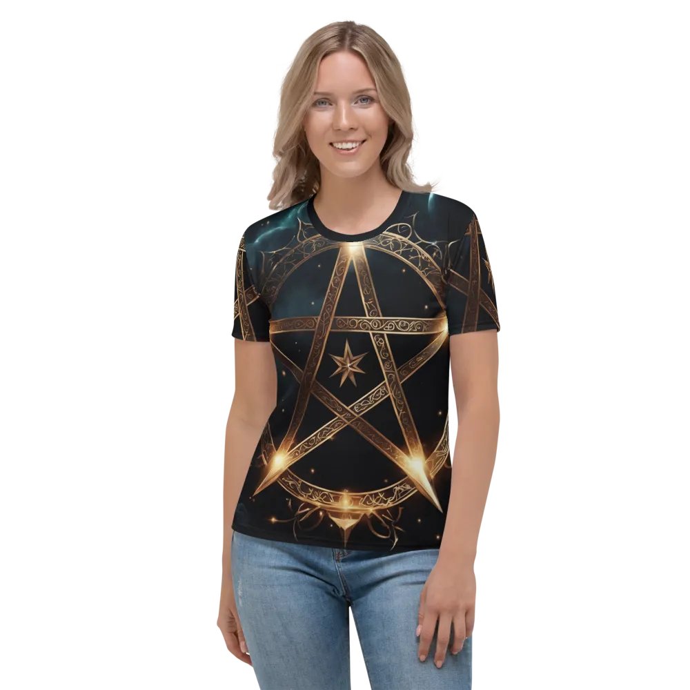 Black and Gold Star Symbology TShirt - all over print product image (2)