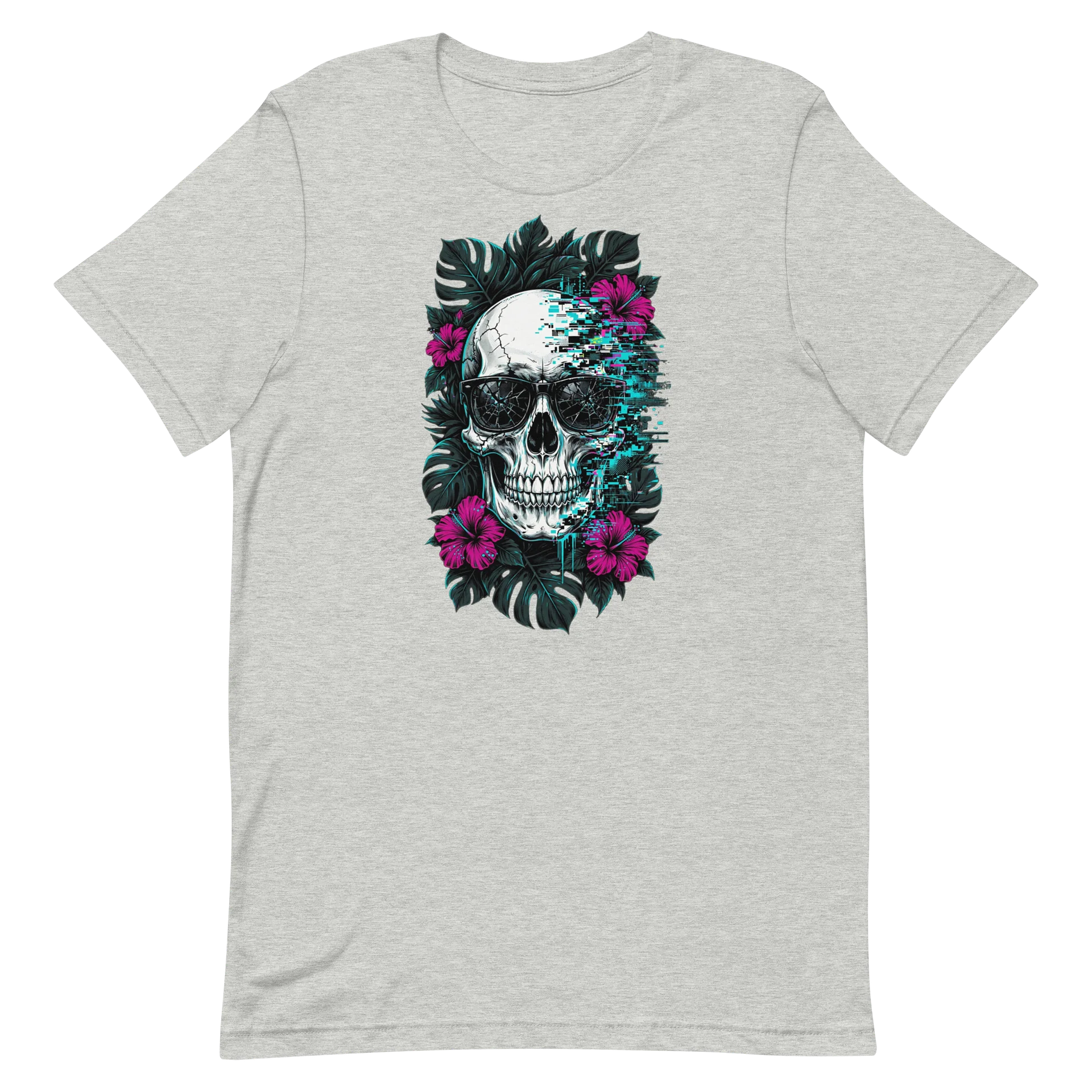 Neon Skull Glitch Graphic Tee product image (10)