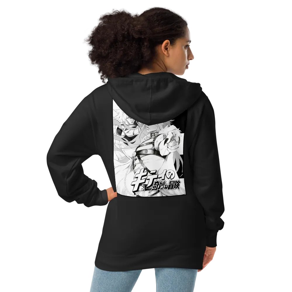 Embroidered Kitty's Adventure Zip-Up Hoodie - black and white product image (9)