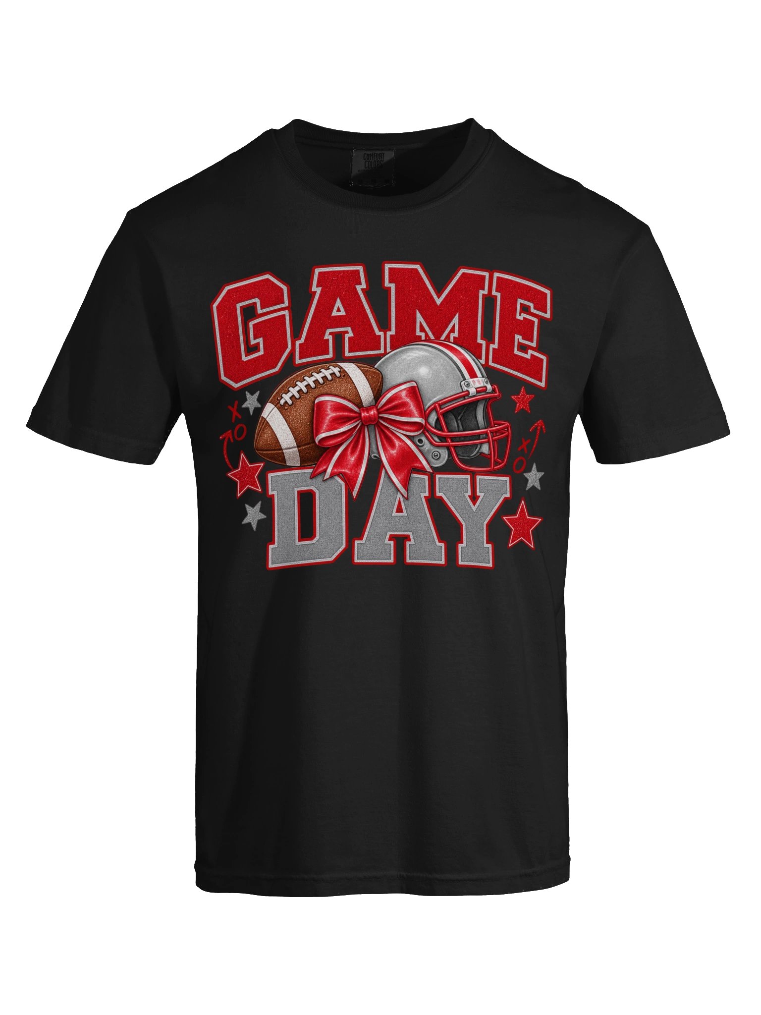 Comfort Colors® Game Day Football T-Shirt. Ohio State Game Day Tee, Buckeyes Football shirt, Football Mom Coquette Bow Gift for Her Mama Tee product image (5)