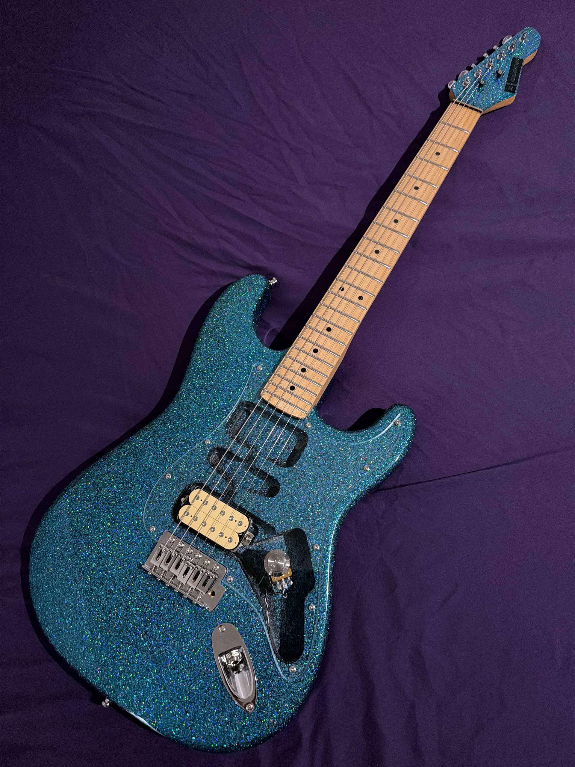 GD Guitars Super S – Aqua Teal Metallic Sparkle | Gamsbucker Equipped | Stainless Steel Frets | Hardshell Case | Single Humbucker product image (2)