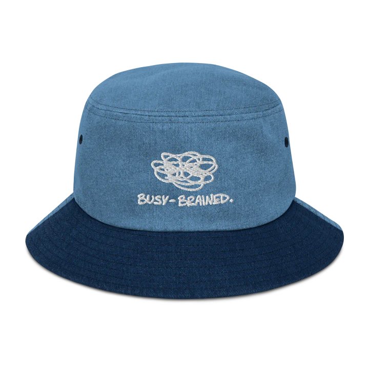 BUSY-BRAINED (white) embroidered denim bucket hat product image (8)