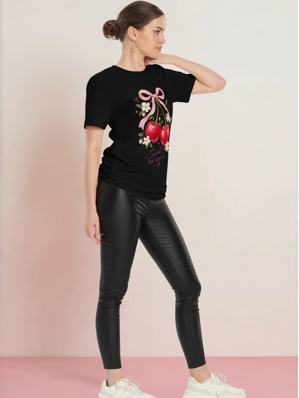 Sweet As Can Be Cherry Tee | Floral Bow Graphic T-Shirt product image (3)