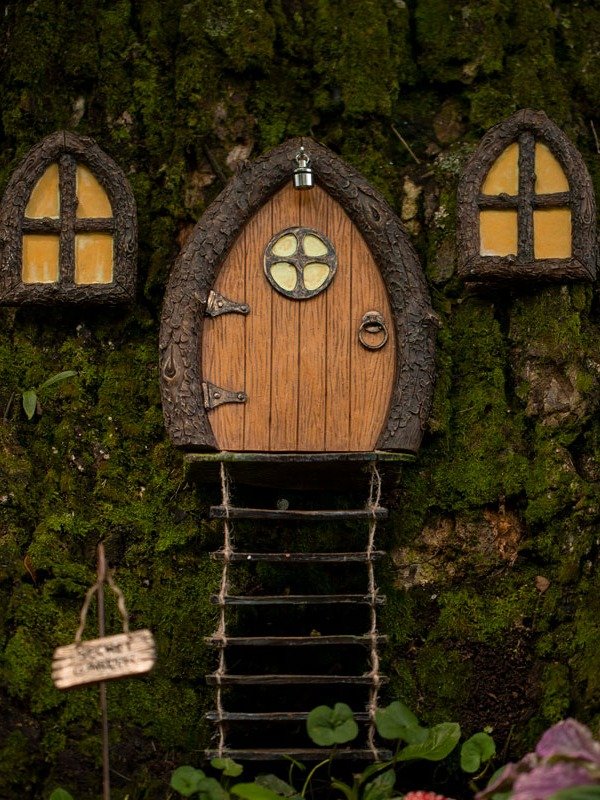 Fairy Door and Windows for Trees – Glow in The Dark Yard Art Sculpture Decoration for Kids Room, Wall and Trees Outdoor | Miniature Fairy Garden Outdoor Decor Accessories with Secret Garden Sign product image (1)