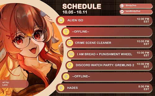 Hewo Flockers!! Here is the schedule for this week 10.05 - 10.11