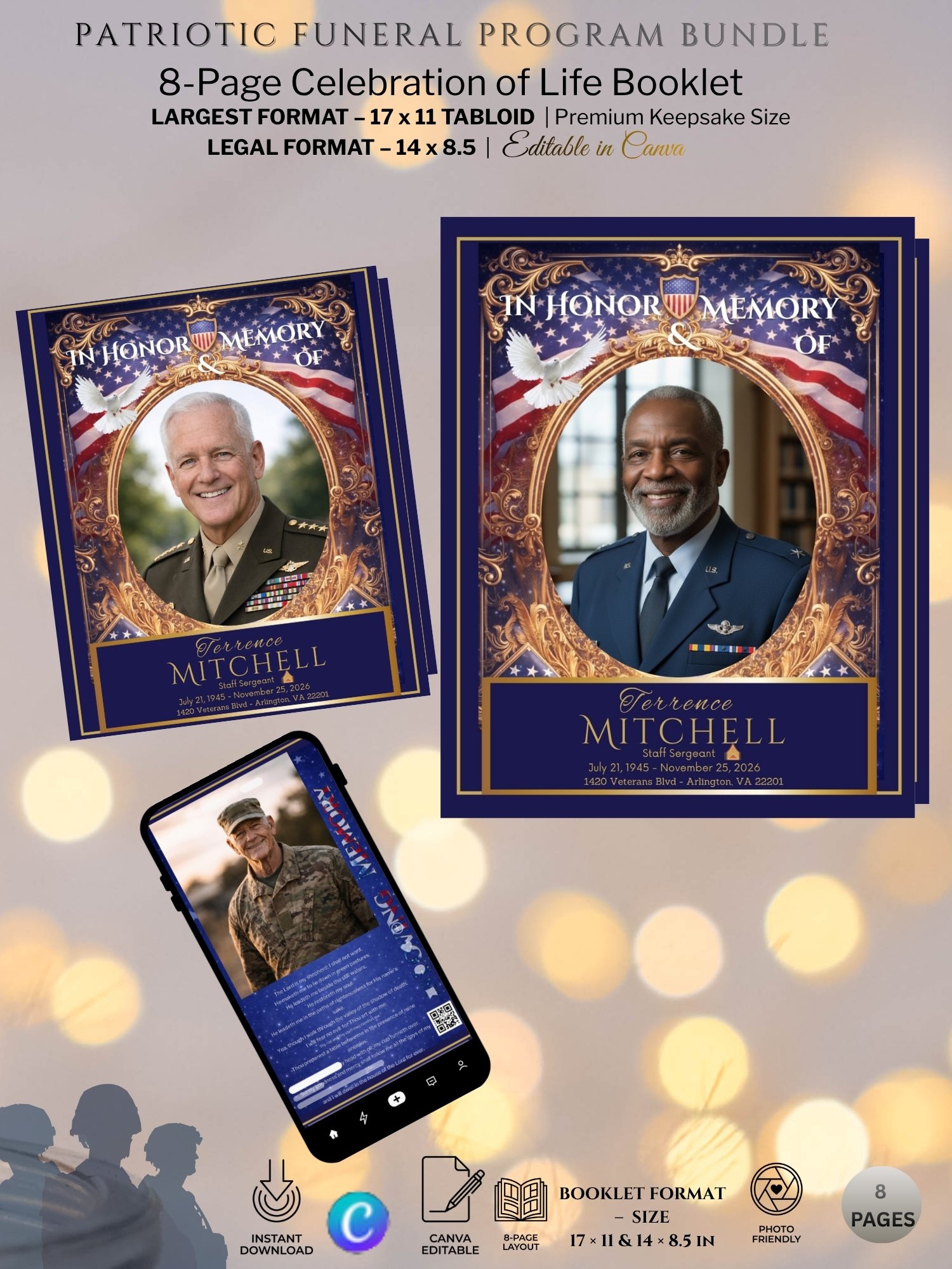 Patriotic Veteran & First Responder Funeral Program Bundle | 5-Piece Memorial Set product image (4)