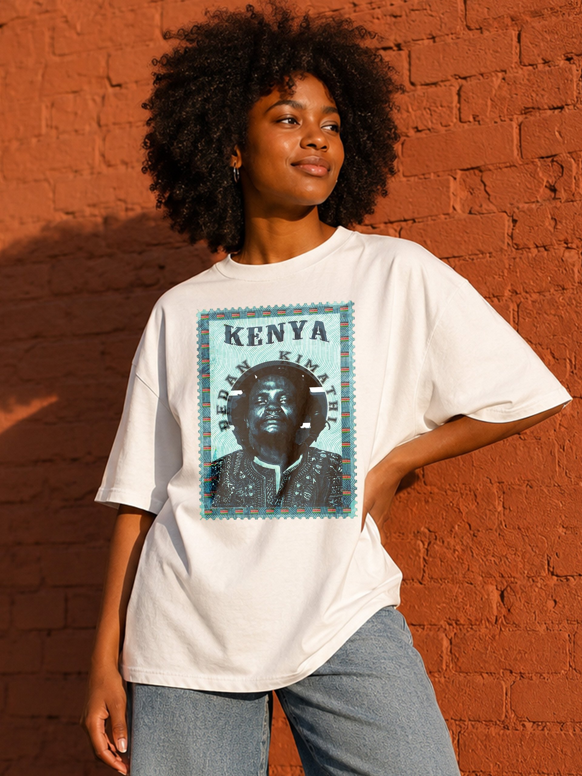 Dedan Kimathi Vintage Postage Stamp T-Shirt | Kenya Mau Mau History Tee | Pan-African Kenya Freedom Fighter product image (2)