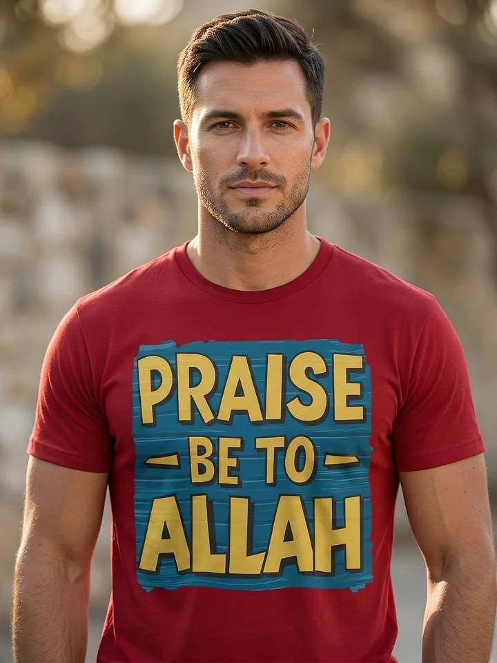 Praise Be To Allah Collector Shirt | Bold Cartoon Typography | Timeless Islamic Joy product image (1)