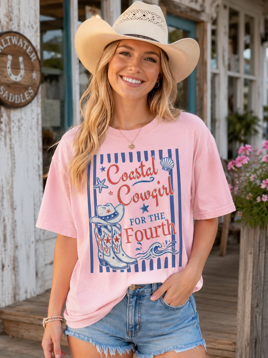 Coastal Cowgirl For The Fourth Comfort Colors 1717 T-Shirt product image (1)